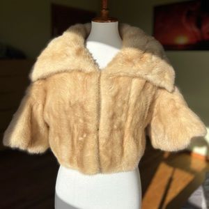 Vintage 60ss Real Mink bolero fur jacket with tulip sleeves